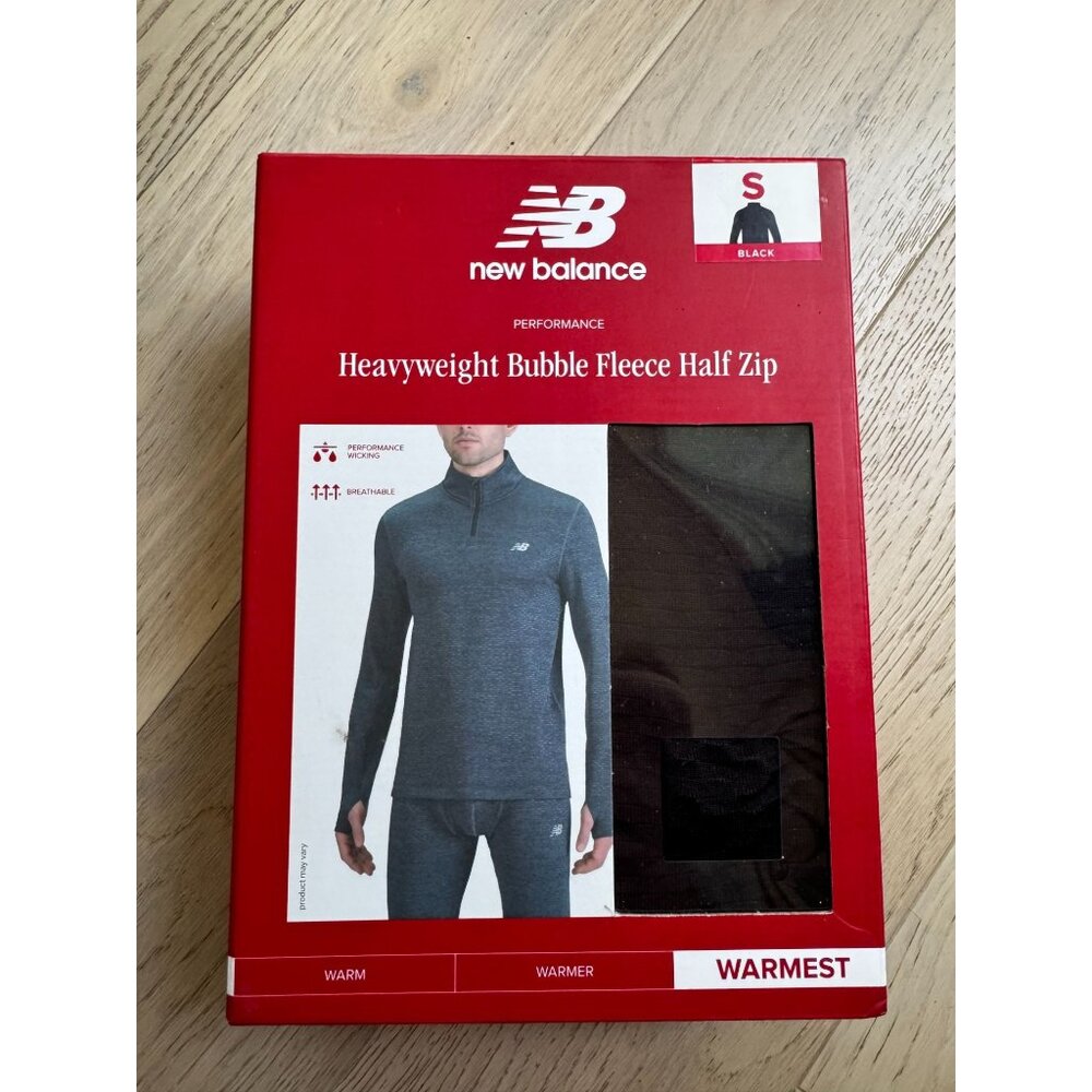 NEW Heavyweight Bubble Fleece Half Zip By New Balance - S Black